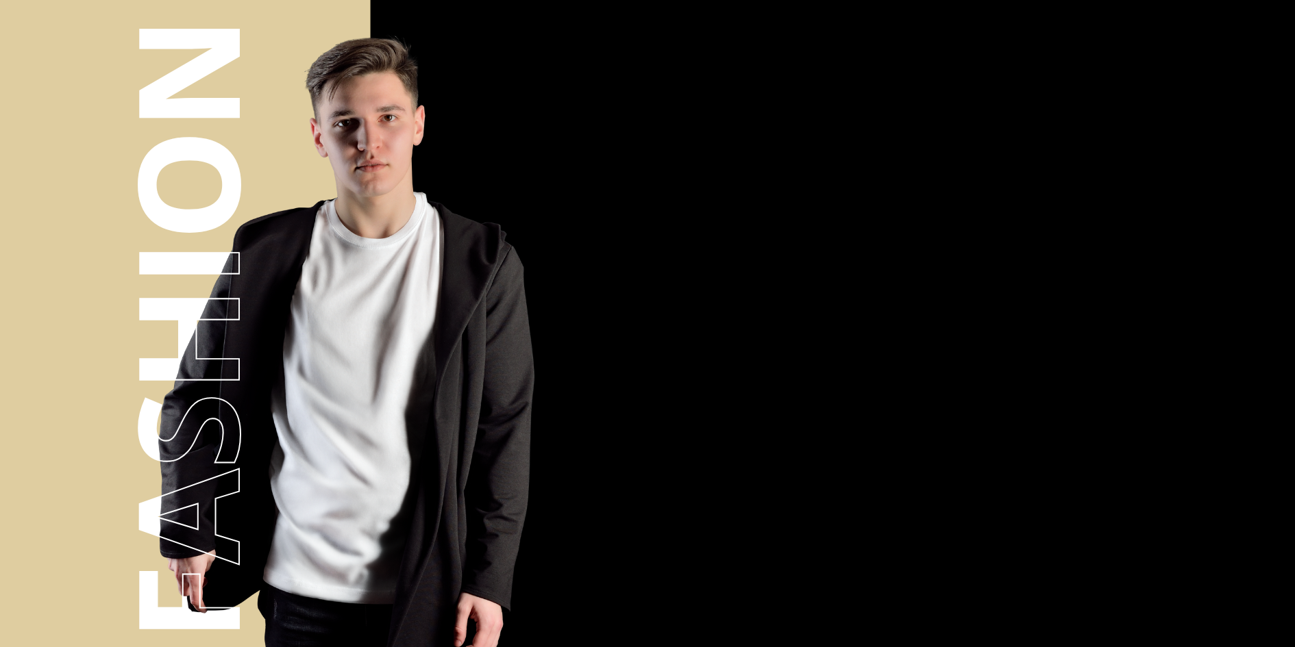 Creamy Black Clean Men's Fashion Landscape Banner